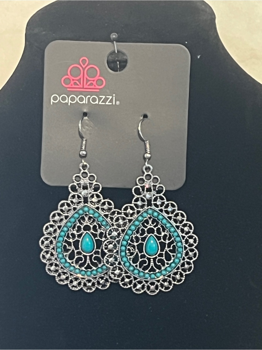 Paparazzi Green Teardrop Filigree Dangle Earrings